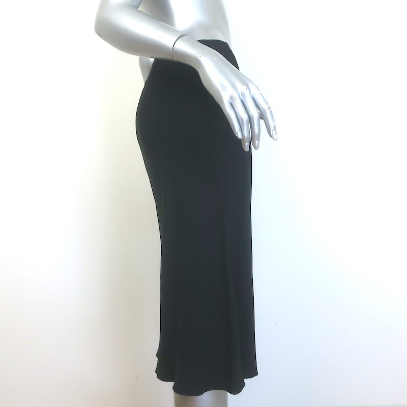 Prada A-Line Midi Skirt Black Crepe Size 42
