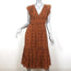 Ulla Johnson Flutter Sleeve Midi Dress Anika Ochre Printed Silk Georgette Size 0
