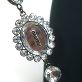 Miu Miu Crystal-Strap Flap Bag Silver Metallic Matelasse Leather Small Clutch