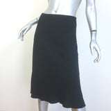 Prada A-Line Midi Skirt Black Crepe Size 42