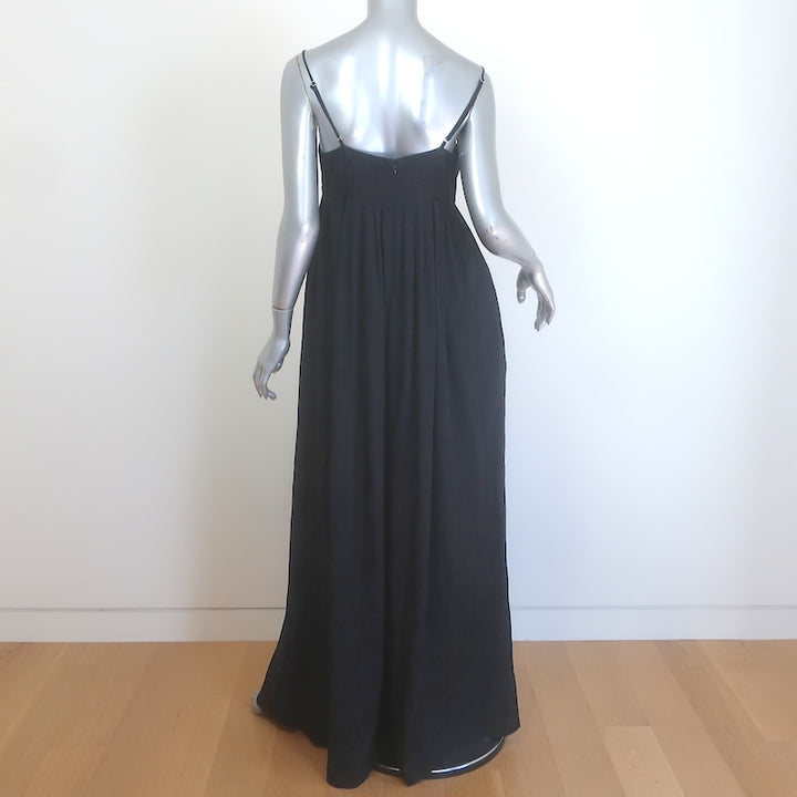 STAUD Villandry Floral Jacquard Jumpsuit Black Satin Size 8