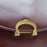 Vintage Cartier Top Handle Flap Bag Burgundy Leather