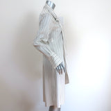 Maison Margiela Scarf Shirtdress Cream Striped Silk Size 42 Long Sleeve Dress