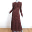 Doen Maxi Dress Begonia Burgundy Floral Print Cotton Size Medium Long Sleeve