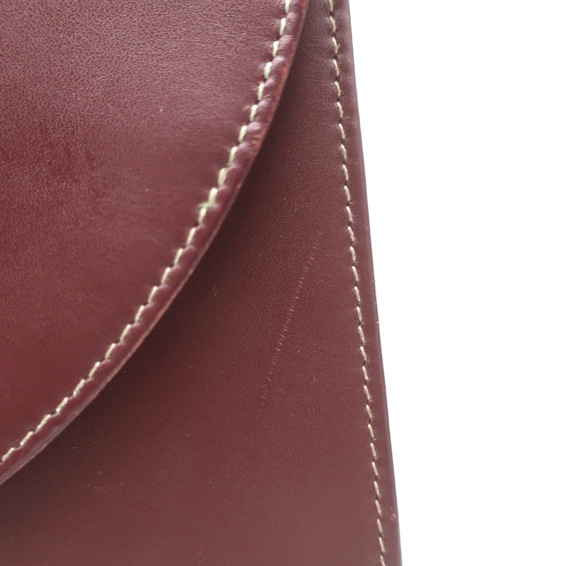 Vintage Cartier Top Handle Flap Bag Burgundy Leather
