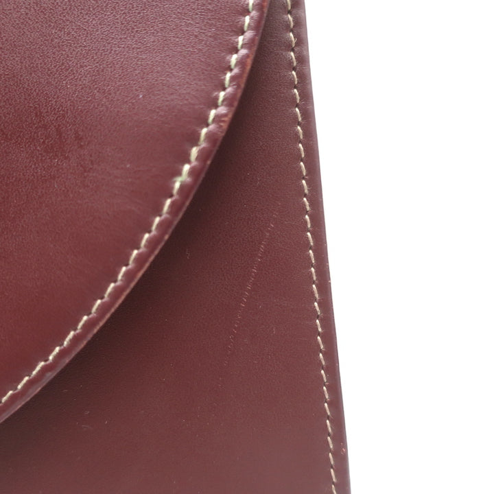 Vintage Cartier Top Handle Flap Bag Burgundy Leather