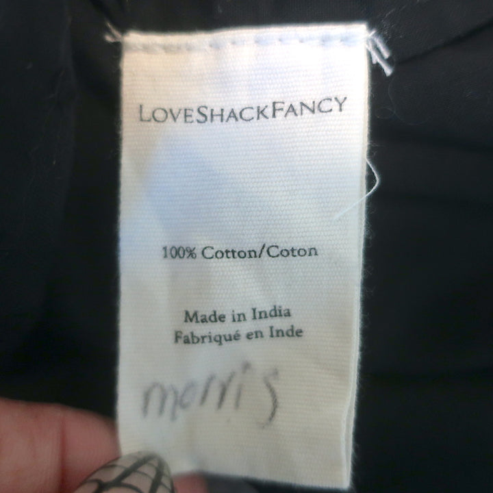 LoveShackFancy Natasha Ruffled Mini Dress Black Lace-Trim Swiss Dot Size Small