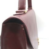 Vintage Cartier Top Handle Flap Bag Burgundy Leather