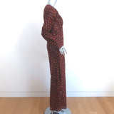 Doen Maxi Dress Begonia Burgundy Floral Print Cotton Size Medium Long Sleeve
