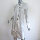 Maison Margiela Scarf Shirtdress Cream Striped Silk Size 42 Long Sleeve Dress