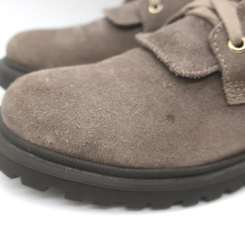 Moncler Patty Shearling Hiking Boots Taupe Gray Suede Size 36