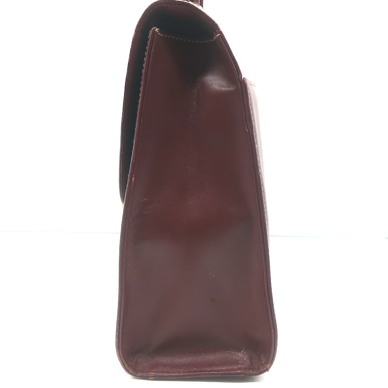 Vintage Cartier Top Handle Flap Bag Burgundy Leather