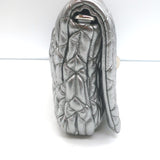 Miu Miu Crystal-Strap Flap Bag Silver Metallic Matelasse Leather Small Clutch