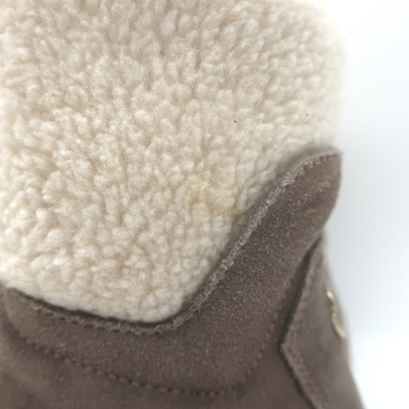 Moncler Patty Shearling Hiking Boots Taupe Gray Suede Size 36