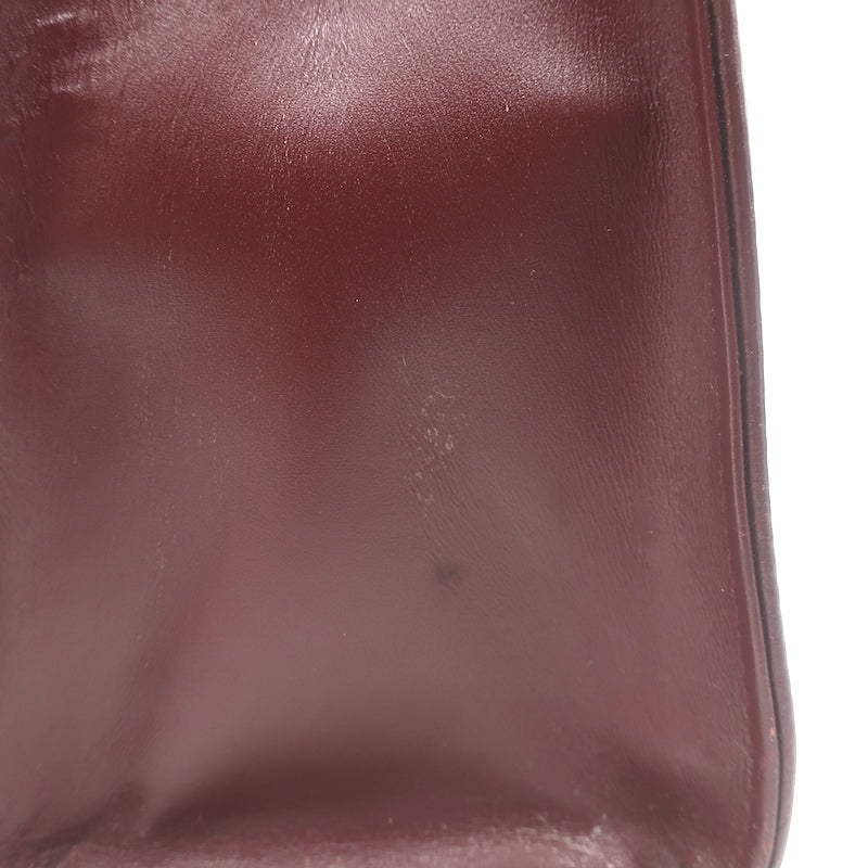 Vintage Cartier Top Handle Flap Bag Burgundy Leather