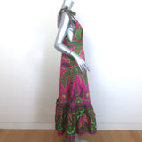 FARM Rio Ana Tapestry Midi Dress Fuchsia Floral Print Cotton Size Small