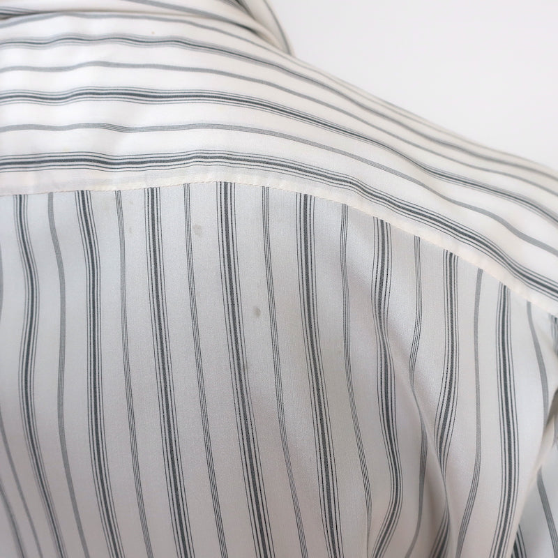 Maison Margiela Scarf Shirtdress Cream Striped Silk Size 42 Long Sleeve Dress