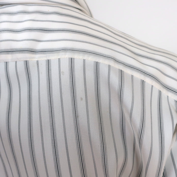 Maison Margiela Scarf Shirtdress Cream Striped Silk Size 42 Long Sleeve Dress