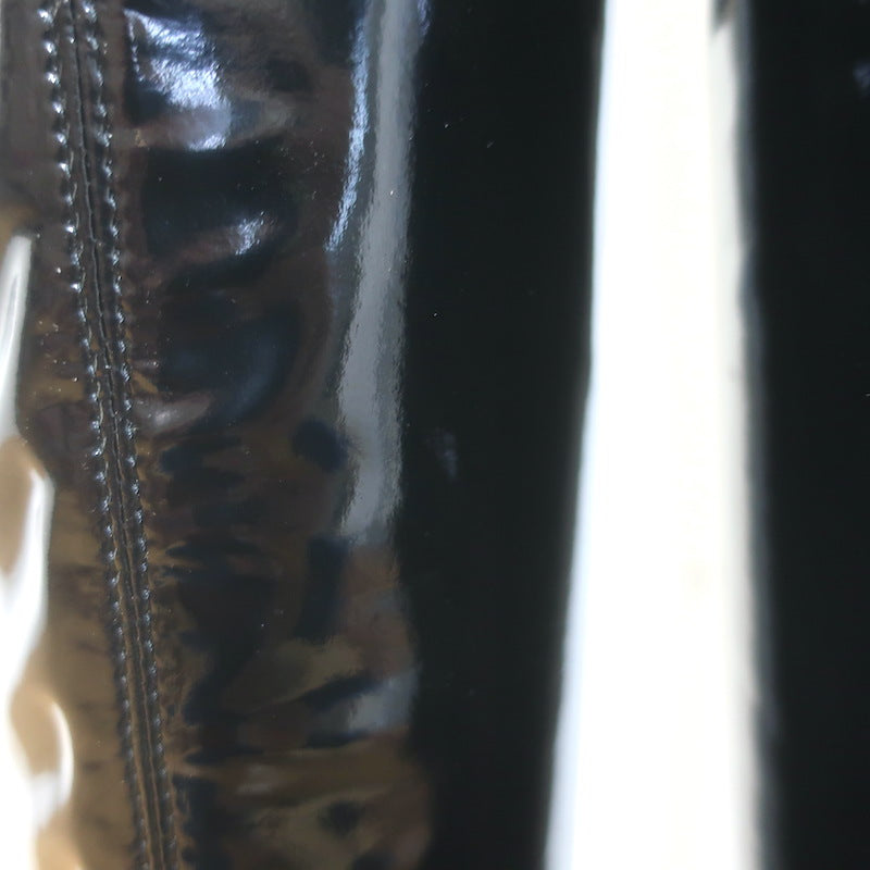 Saint Laurent Betty Thigh High Boots Black Stretch Vinyl Size 38.5