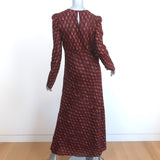 Doen Maxi Dress Begonia Burgundy Floral Print Cotton Size Medium Long Sleeve
