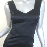 Prada Satin Sleeveless Sheath Dress Black Stretch Silk Size 40
