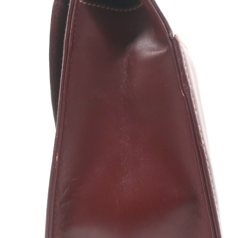 Vintage Cartier Top Handle Flap Bag Burgundy Leather