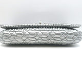 Miu Miu Crystal-Strap Flap Bag Silver Metallic Matelasse Leather Small Clutch