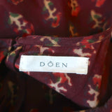 Doen Maxi Dress Begonia Burgundy Floral Print Cotton Size Medium Long Sleeve