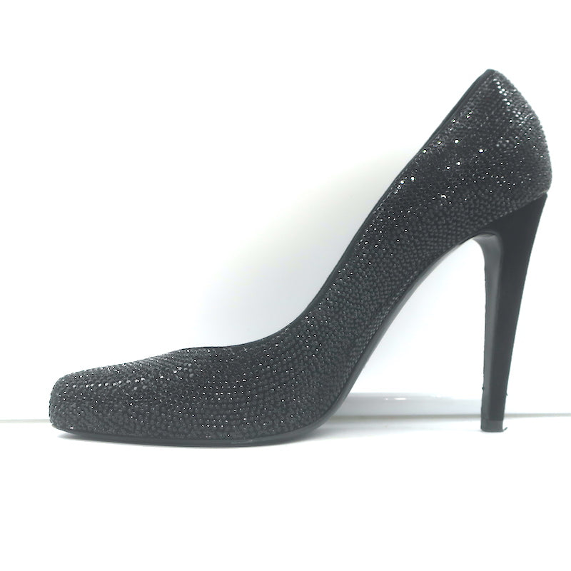 Christian Dior Crystal-Embellished Pumps Black Suede Size 39
