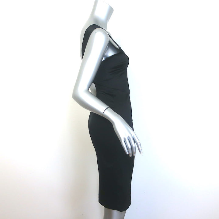 Prada Satin Sleeveless Sheath Dress Black Stretch Silk Size 40