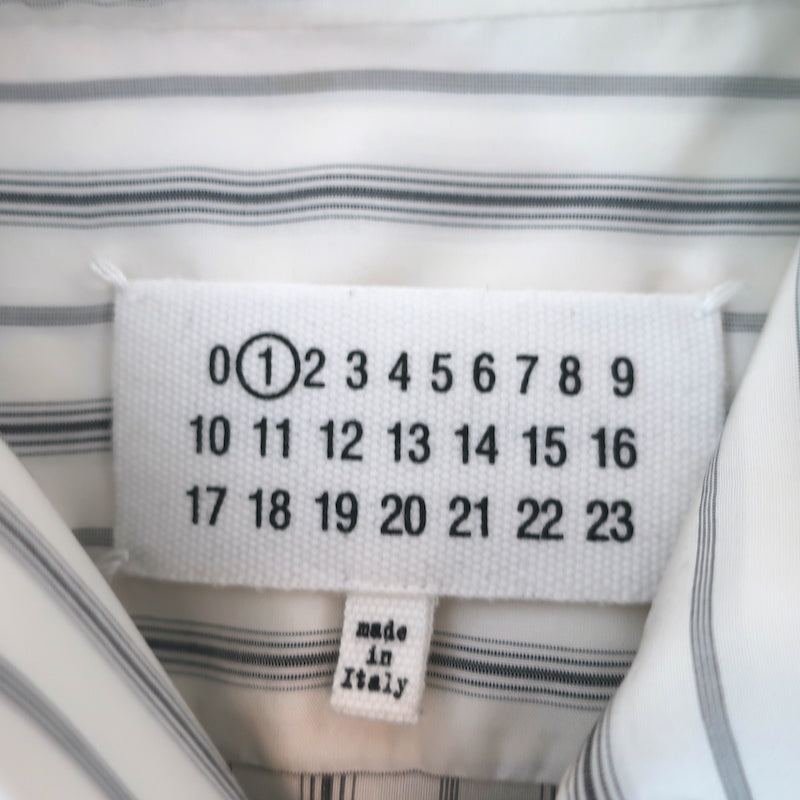 Maison Margiela Scarf Shirtdress Cream Striped Silk Size 42 Long Sleeve Dress