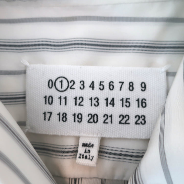 Maison Margiela Scarf Shirtdress Cream Striped Silk Size 42 Long Sleeve Dress