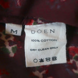 Doen Maxi Dress Begonia Burgundy Floral Print Cotton Size Medium Long Sleeve