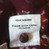 Doen Maxi Dress Begonia Burgundy Floral Print Cotton Size Medium Long Sleeve