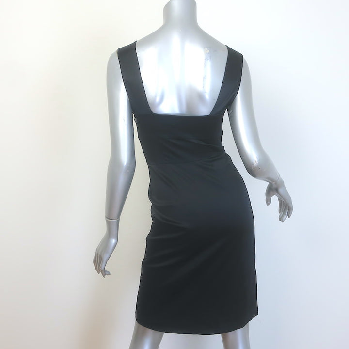 Prada Satin Sleeveless Sheath Dress Black Stretch Silk Size 40