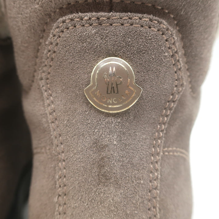 Moncler Patty Shearling Hiking Boots Taupe Gray Suede Size 36