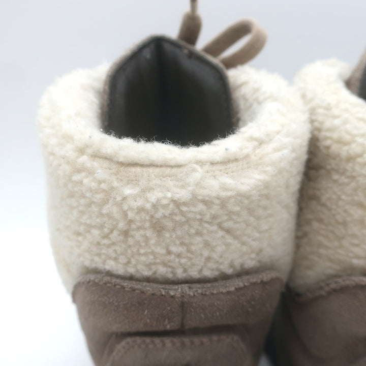 Moncler Patty Shearling Hiking Boots Taupe Gray Suede Size 36