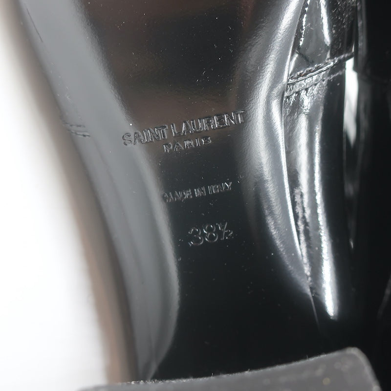 Saint Laurent Betty Thigh High Boots Black Stretch Vinyl Size 38.5