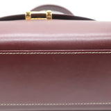 Vintage Cartier Top Handle Flap Bag Burgundy Leather