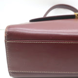 Vintage Cartier Top Handle Flap Bag Burgundy Leather