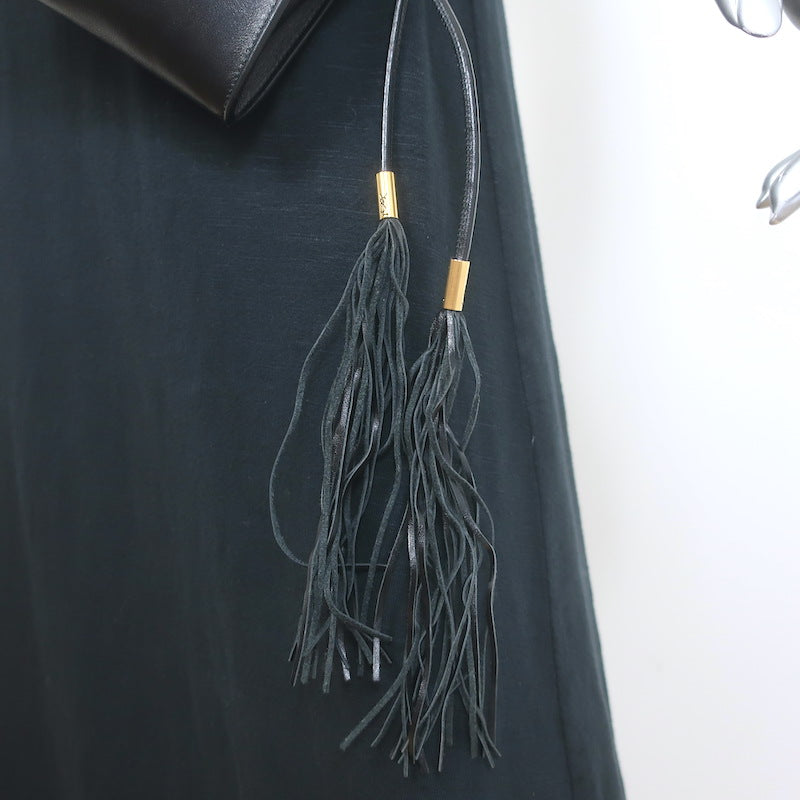 Saint Laurent Mini Envelope Tassel Crossbody Black Leather Belt Bag