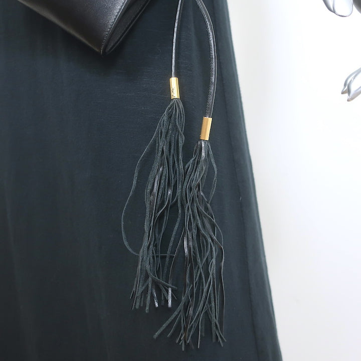 Saint Laurent Mini Envelope Tassel Crossbody Black Leather Belt Bag