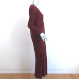 Xirena Maxi Dress Gold Lurex-Striped Burgundy Gauze Size Medium