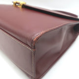 Vintage Cartier Top Handle Flap Bag Burgundy Leather