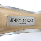 Jimmy Choo Lana Glitter T-Strap Sandals Silver Size 38 Open Toe Platform Heels