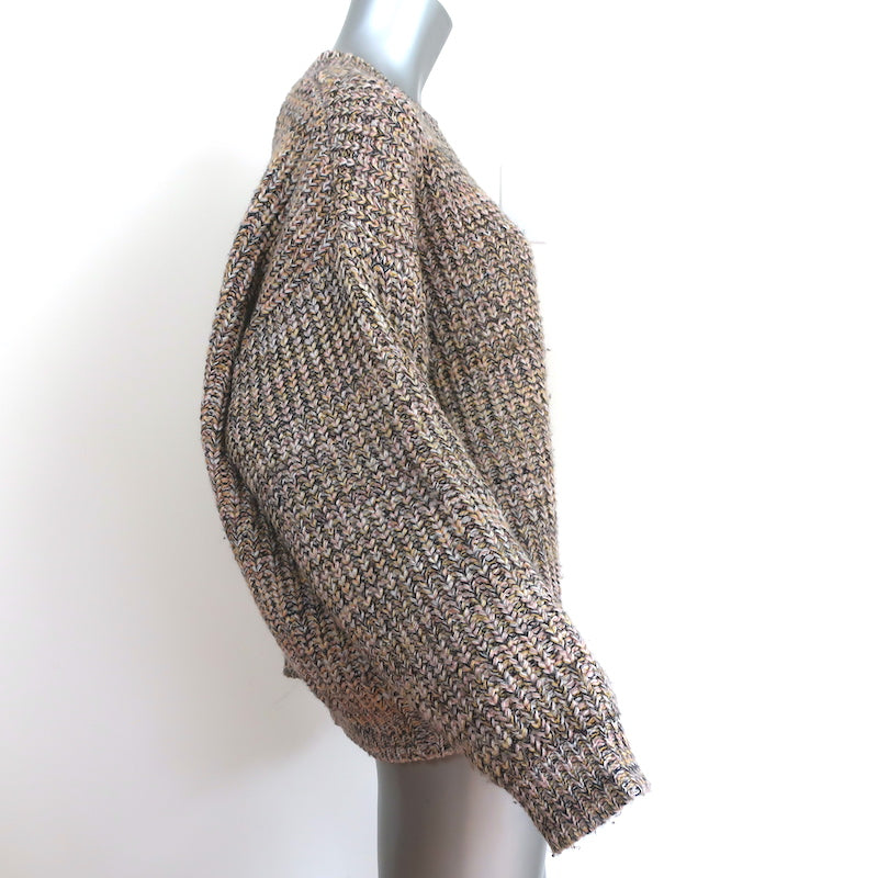 THE GREAT Marled Crew Sweater Beige Chunky Alpaca Knit Size 1 Oversize Pullover