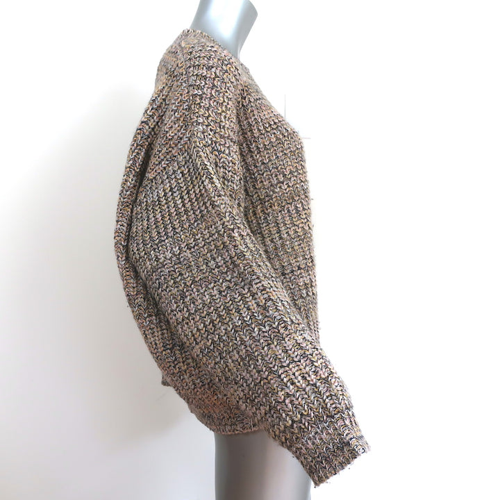 THE GREAT Marled Crew Sweater Beige Chunky Alpaca Knit Size 1 Oversize Pullover