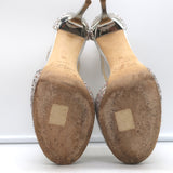 Jimmy Choo Lana Glitter T-Strap Sandals Silver Size 38 Open Toe Platform Heels