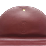 Vintage Cartier Top Handle Flap Bag Burgundy Leather