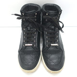 Christian Dior Cannage Leather High Top Sneakers Black Size 39.5
